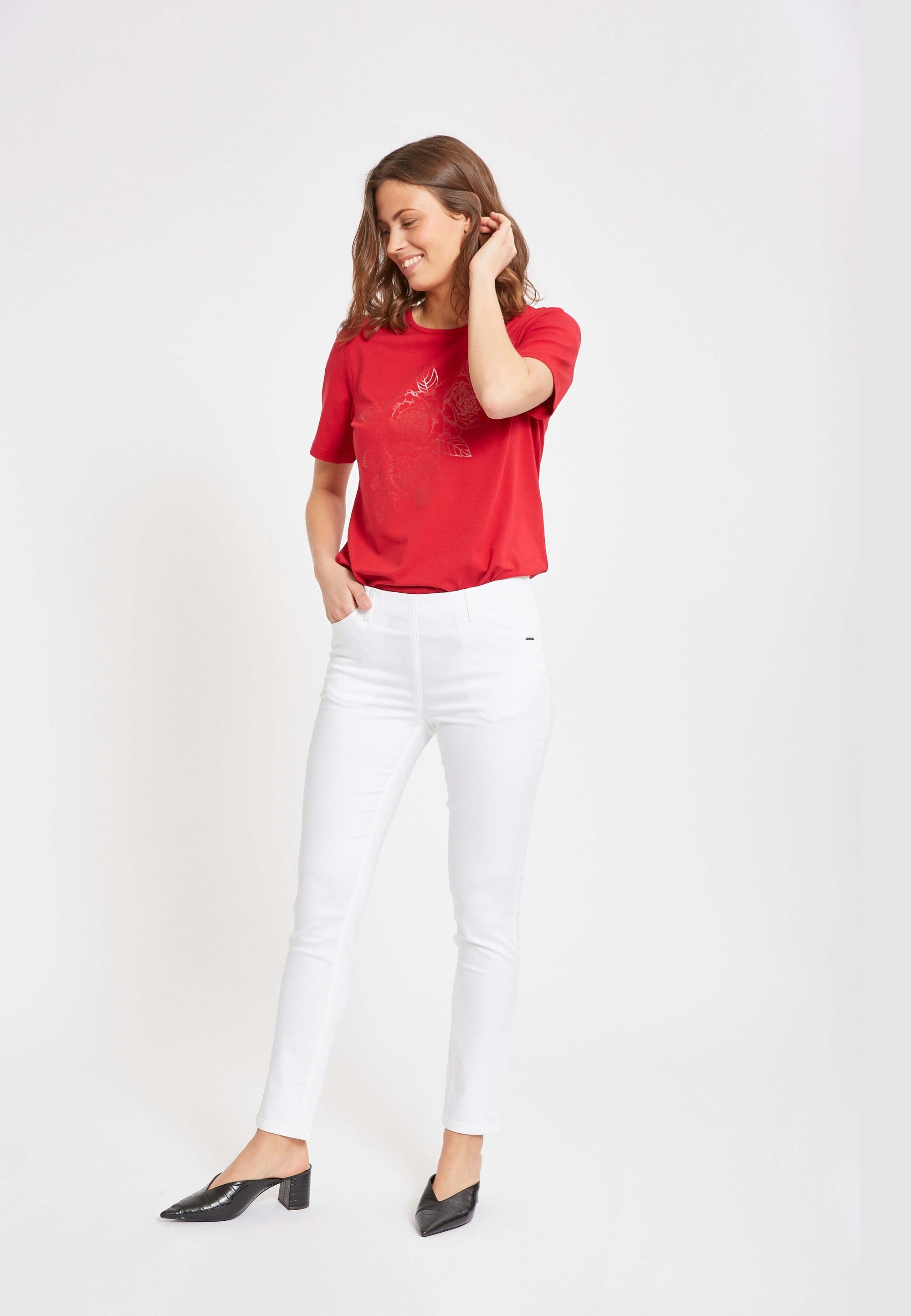 LAURIE  Grace Slim - Short Length Trousers SLIM 10100 White