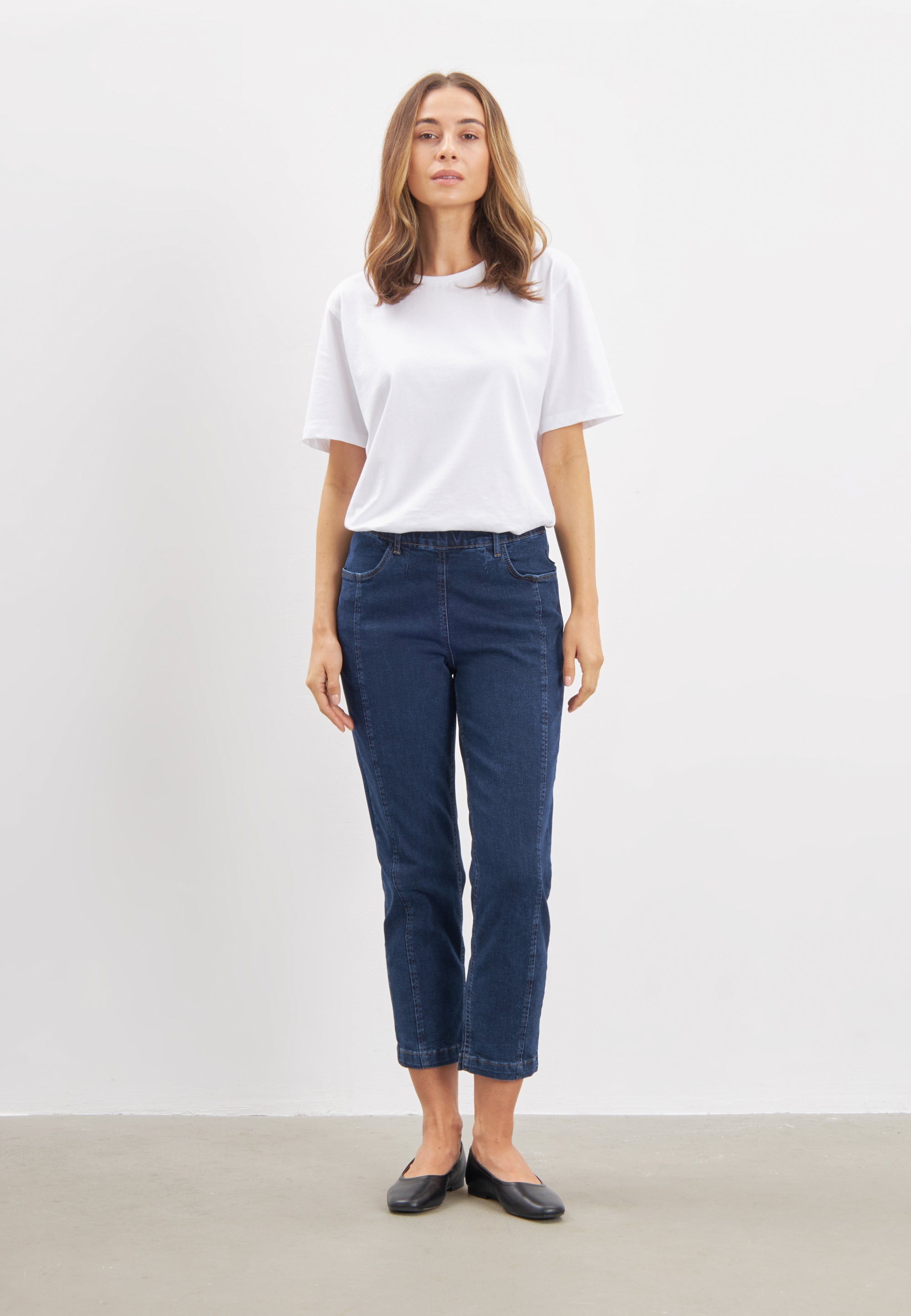 LAURIE Piper Pure Regular Crop Trousers REGULAR 40513 Dark Blue Denim