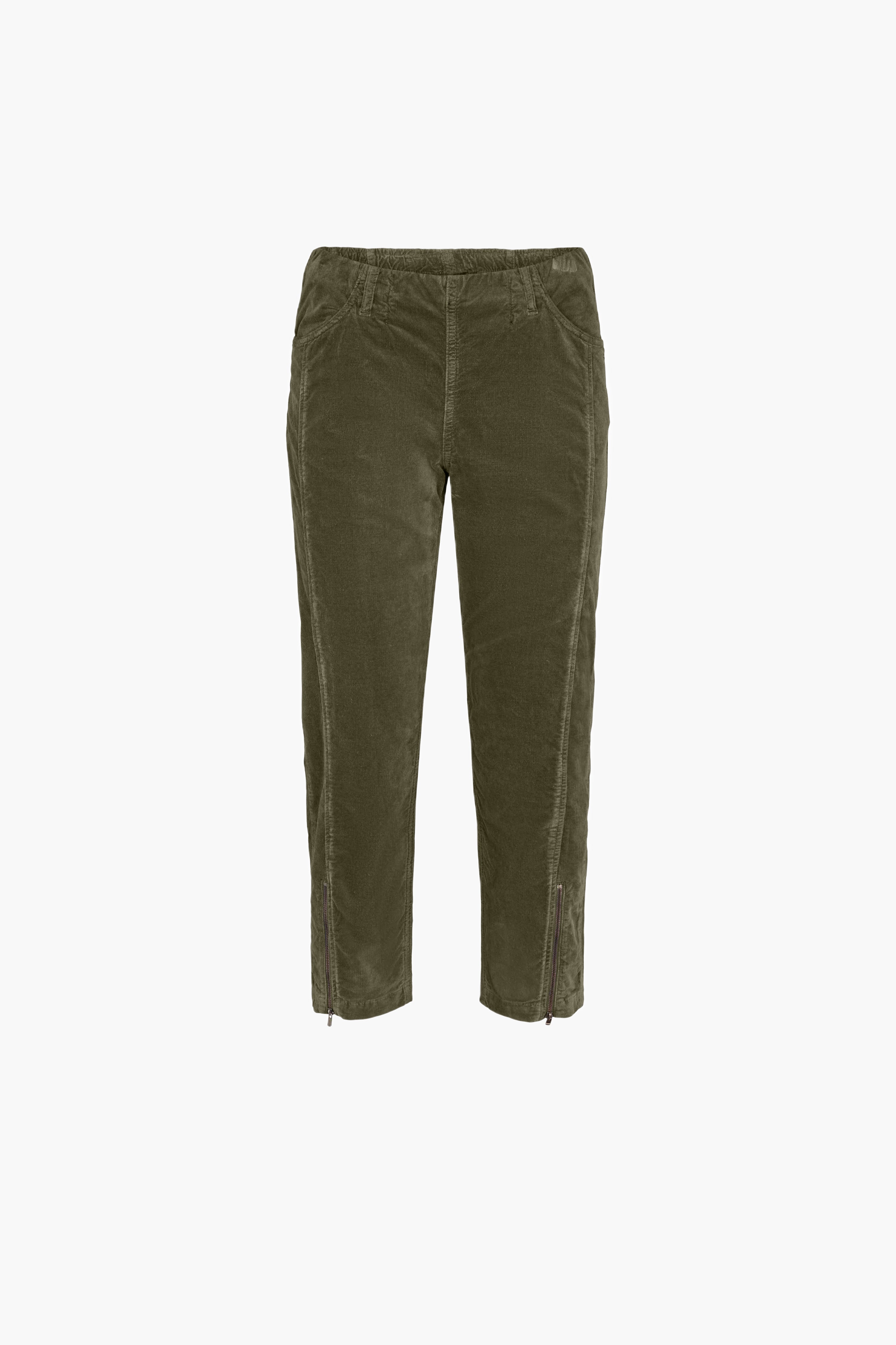 LAURIE  Piper Regular Fløyel Crop Trousers REGULAR 55000 Dried Olive