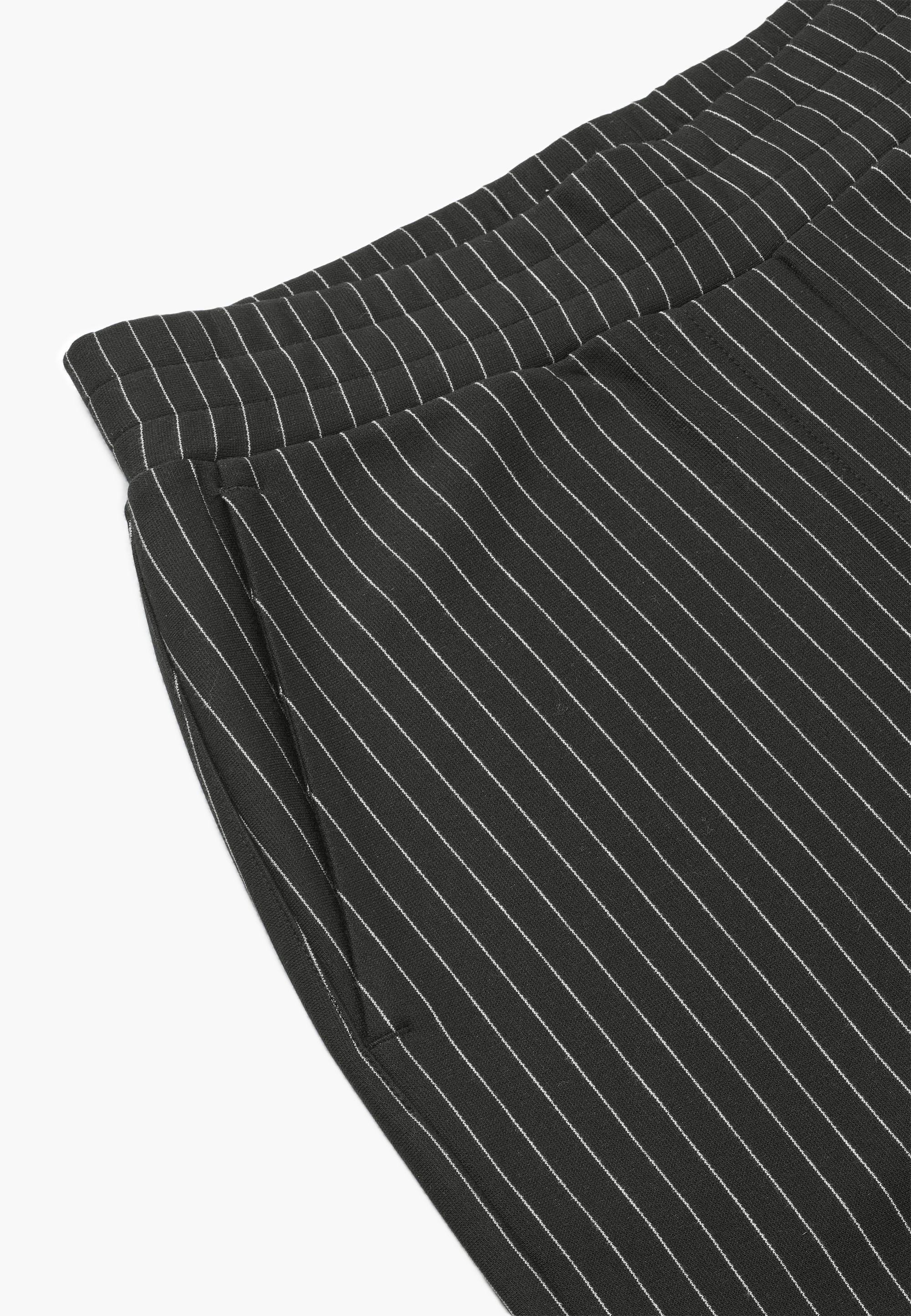 LAURIE sy Pure Straight - Medium Length Trousers STRAIGHT 99027 Black Stripe Brushed